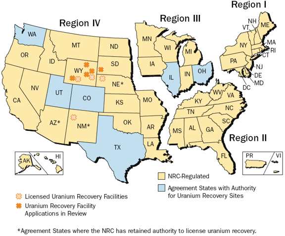 Locations of Uranium Milling Facilities