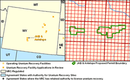 State Map and Proposed Permit Boundary for Jab and Antelope Uranium Recovery Facility