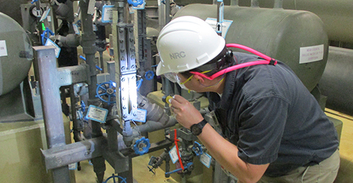 South Texas Project Resident Inspector Chad Stott was #OntheJob performing inspections on plant equipment, including the essential chilled water system, during a scheduled maintenance outage.