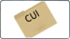 a manila folder on a slight angle with the letters CUI in large black font
