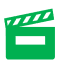 green outline of a clapperboard on white background