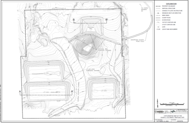 Map image from U.S. Department of Energy Draft Long-term Surveillance Plan for the Durita Colorado UMTRCA Title II Disposal Site, Montrose County CO, November 2020 LMS/DTA/S01514-0.0