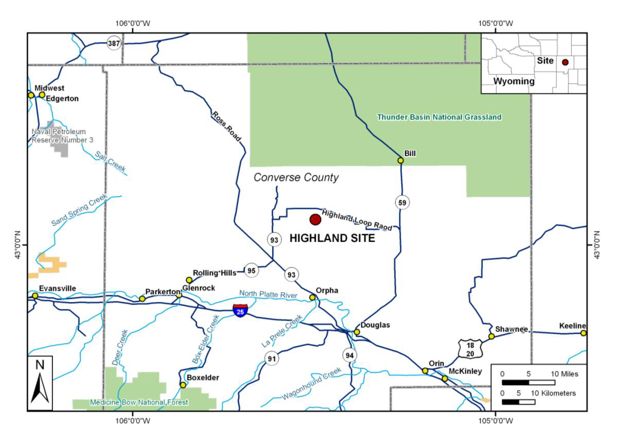 Figure 1. Highland Uranium Mill Site Location Map