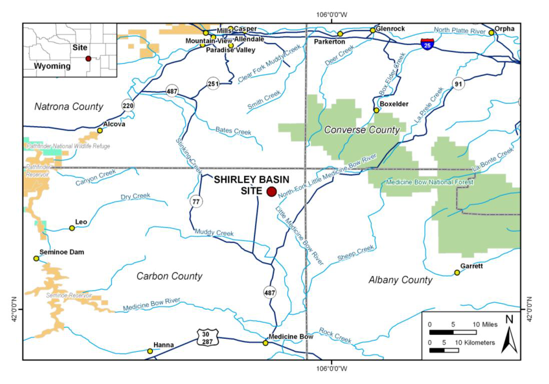 Figure 1. Shirley Basin Uranium Mill Site Location Map