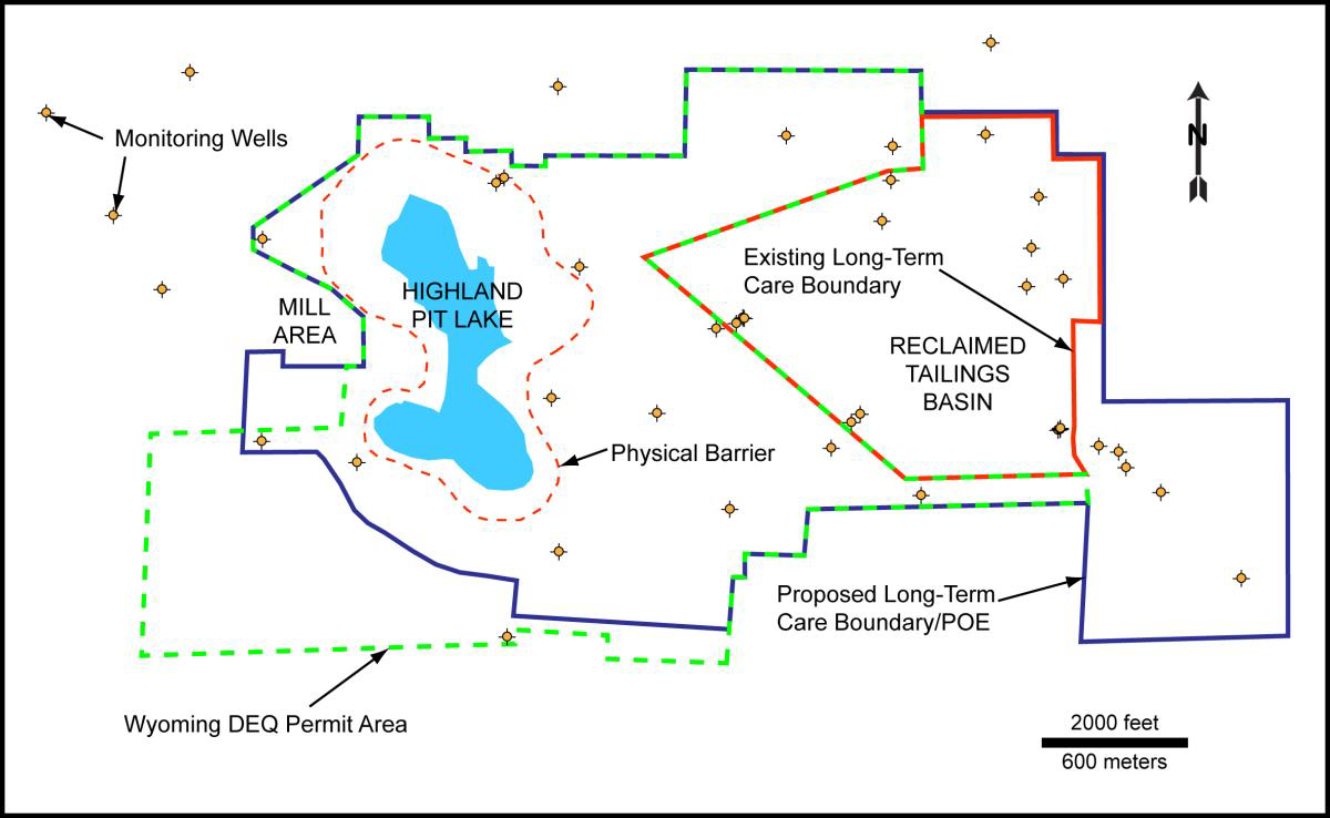 Figure 2. Highland Site Layout
Source: ARCADIS. “Groundwater Well Locations and WDEQ and NRC Boundaries Map.” Lakewood, Colorado: ARCADIS. 2008.