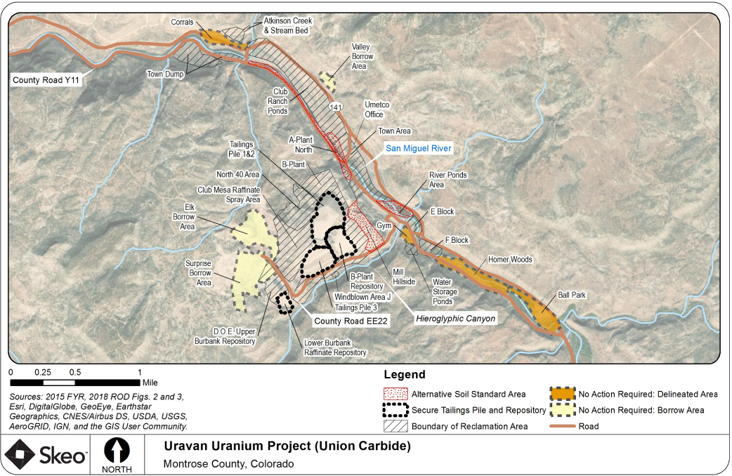 Source:  U.S. Environmental Protection Agency Sixth Five-Year Review Report for Uravan Uranium Project (Union Carbide Corp) Superfund Site, Montrose County Colorado September 15, 2020, https://semspub.epa.gov/src/document/08/100008635