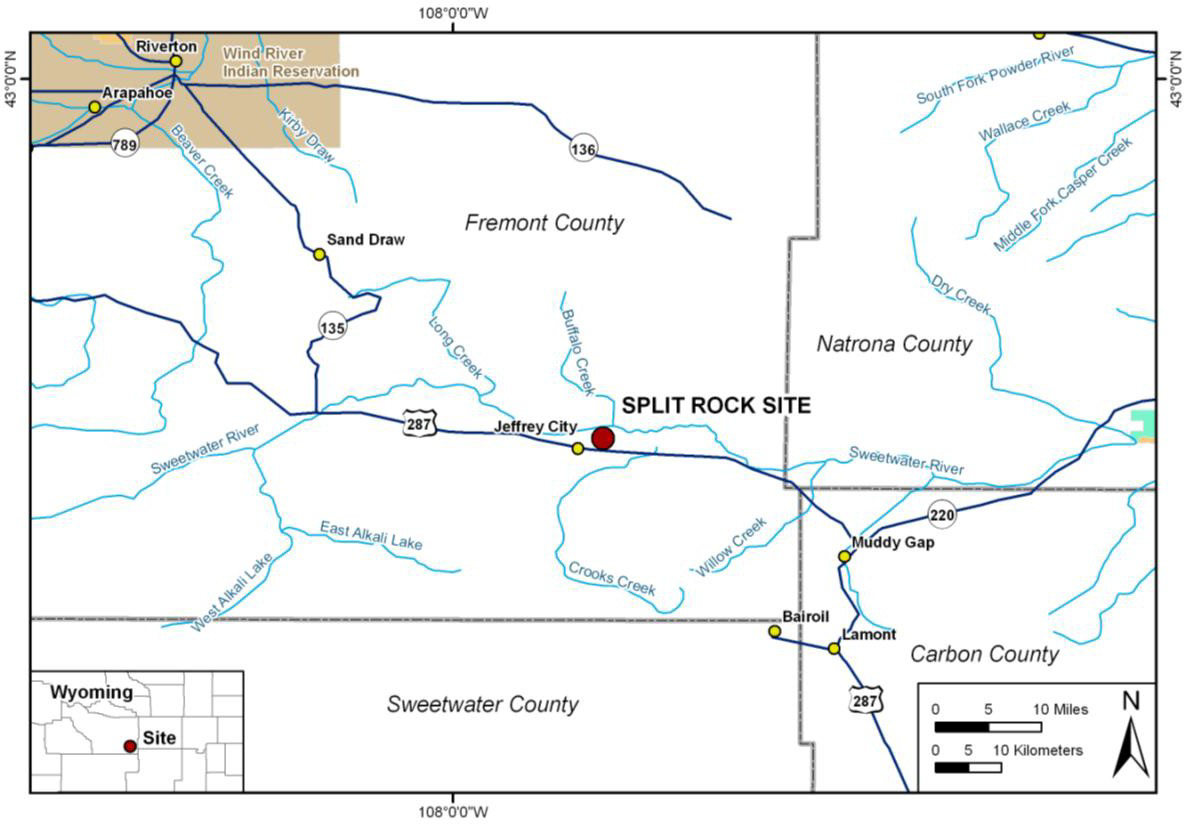 Figure 1. Split Rock Uranium Mill Site Location Map