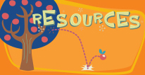The Student Corner Resources page icon consisting of the words Resources and an image of a tree bearing fruit - with one of the fruits falling to the ground and bouncing away