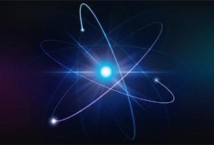 Image of an atom on a blue background
