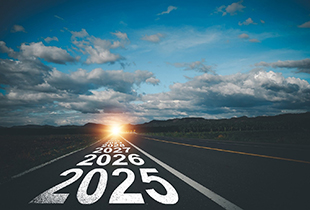 An image of a road with the years 2025, 2026, 2027, etc on the road