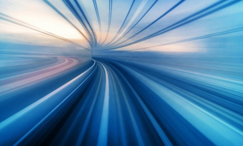 a rendering of blue streaks flowing into the distance