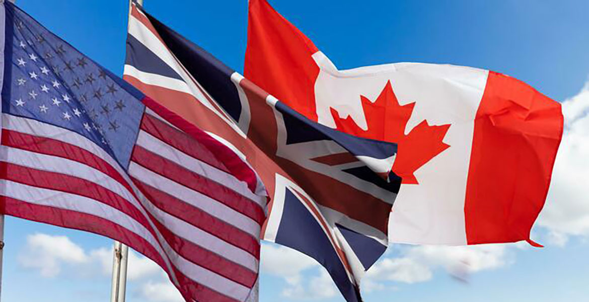 image of US, United Kingdom, and Canadian flag