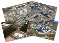 Representative aerial photos of nuclear waste facilities
