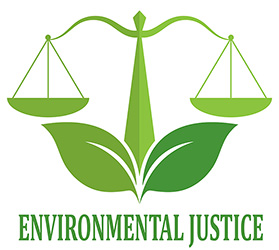 Image of Environmental Justice and dislaying a green scale on top of a plant