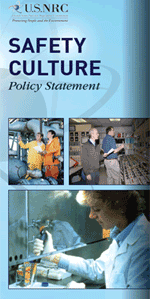 SCPS Brochure cover image consisting of the words SAFETY CULTURE Policy Statement on a blurred blue background