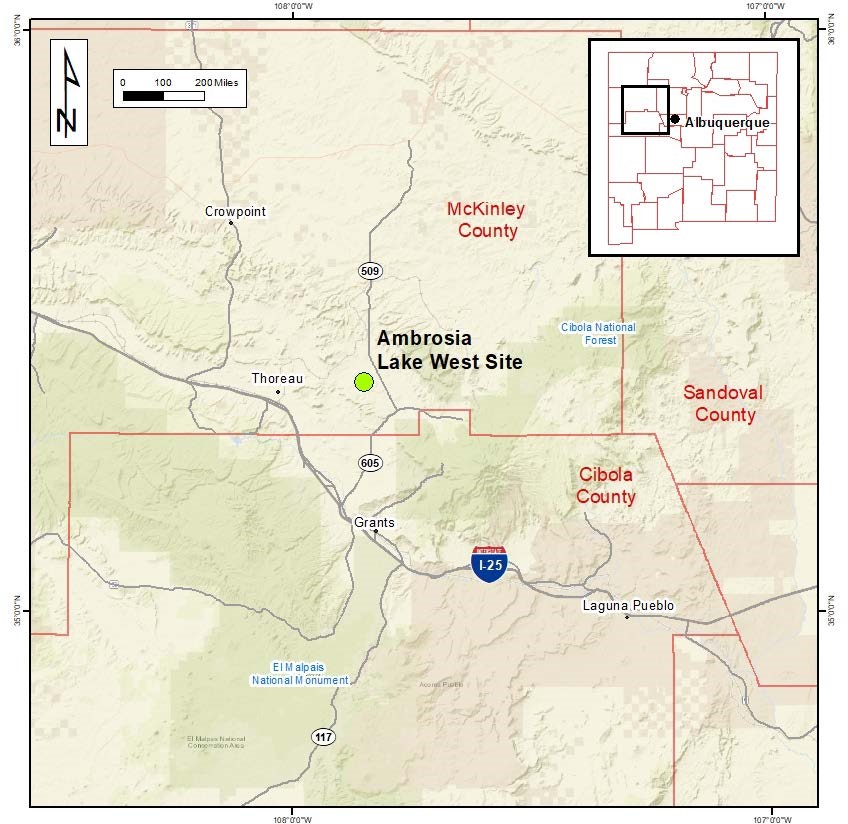 Figure 1: Map of the Ambrosia Lake Area