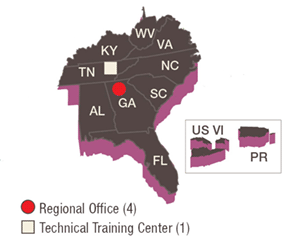 Map of NRC Region II