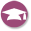 a brown circle with a brown graduation cap in the center