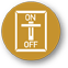 Mitigation Strategies a brown circle outline with a brown, rectangle on and off switch in the middle of the circle with the swith in the On position and the words On and Off