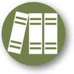 Reference Library logo, consisting of 3 books stacked together