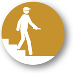 Plant Walkdowns, consisting of a round image with an artist's rendering of a man walking down stairs