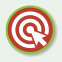 icon/hyperlink for: Evaluation of the ROP page; consisting of a circle target image with light green outline and red and white alternating rings with a large white arrowhead pointer pointing in the center