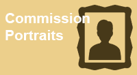 navigational icon consisting of the words Commission Portraits in white text on a tan colored background and an outline in dark brown color of a fancy shaped picture frame with a silhouette of a human figure inside; hyperlink to NRC Flickr Official Commission Portraits photo album