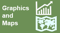 navigational icon consisting of the words Graphics and Maps in white text on a light-green colored background and an outline in white color of a bar graph and a light-blue silhouette of a map showing Earths continents; hyperlink to NRC Flickr Info Graphics photo album