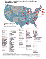 Licensed and Operating Independent Spent Fuel Storage Installations by State (with list of sites)