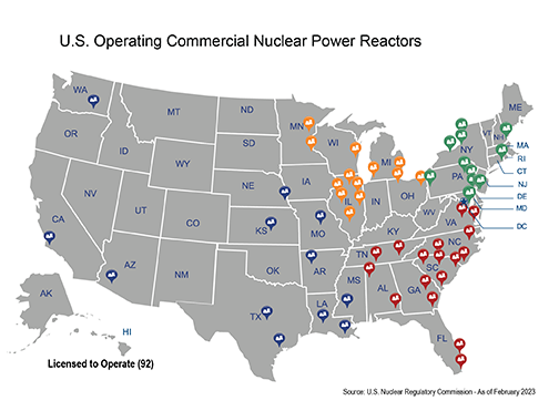 nuclear plant in us map Nrc Map Of Power Reactor Sites nuclear plant in us map