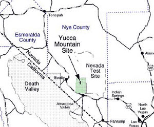 Map of Yucca Mountain