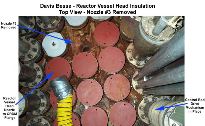 Davis Besse Reactor Vessel Head Top View with Nozzle #3 Removed (Overhead View) 