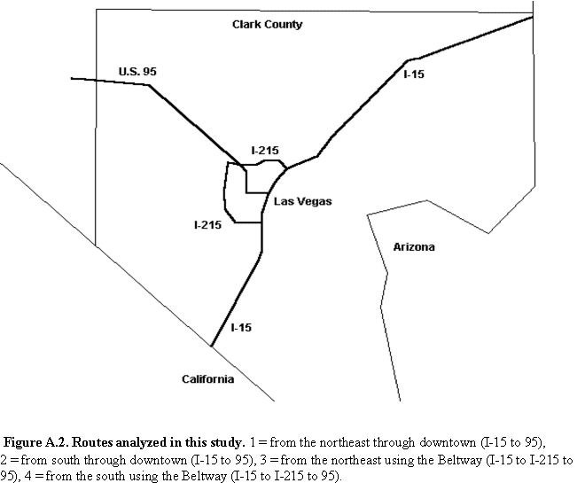 Routes analyzed in this study