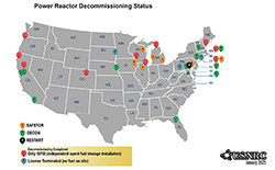 Location of NRC-regulated decommissioning sites map photo