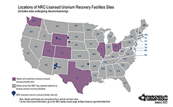 Location of Uranium recovery sites map photo