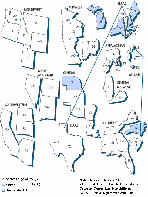 map image showing Low-Level Waste Compacts