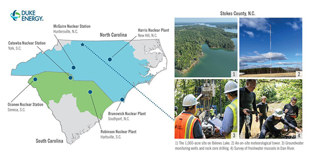 Graphic provided by Duke Energy Business Services displaying May and Propose advanced nuclear site near Belews Creek Stream Station