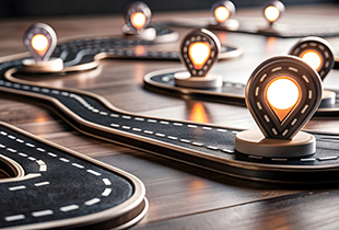 image of roads with markers