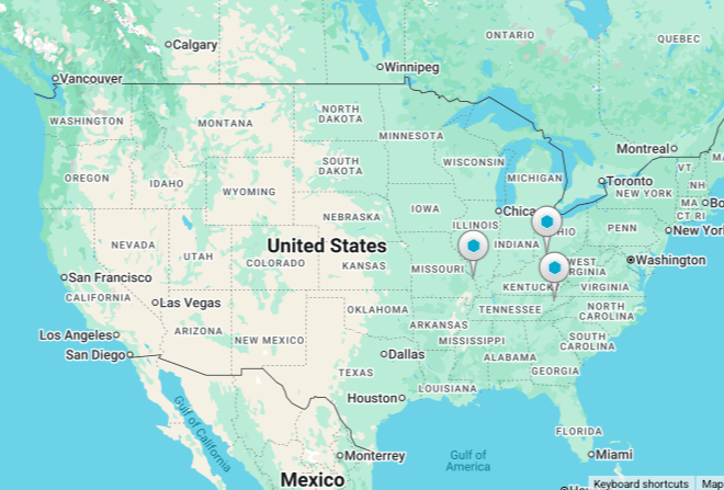 Map of fuel facilities across the United States.