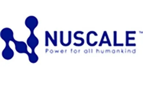 image of a blue texted logo displaying NUSCALE