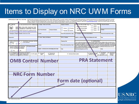 Image of Items to display on NRC UWM Forms
